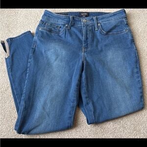 NYDJ Womens 6 AMI Stretch Skinny Jeans Blue Denim Slit Ankle Inseam 27"